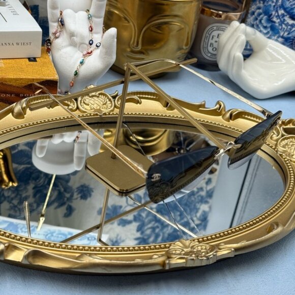 🆕 CHANEL 🧿 NWOT CH4286T Cat Eye Rimless Sunglasses, Titanium & Light Gold - Picture 15 of 16